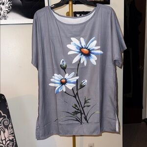 Floral Gray Women's Top